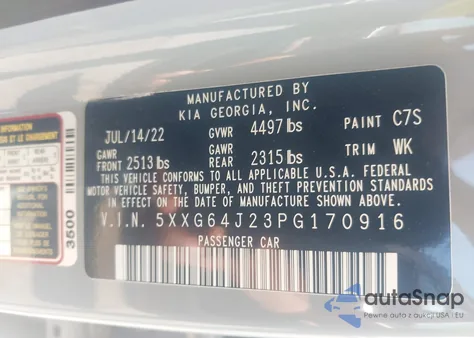 2023 Kia K5 Gt-Line z USA, uszkodzony, nr VIN 5XXG64J23PG170916